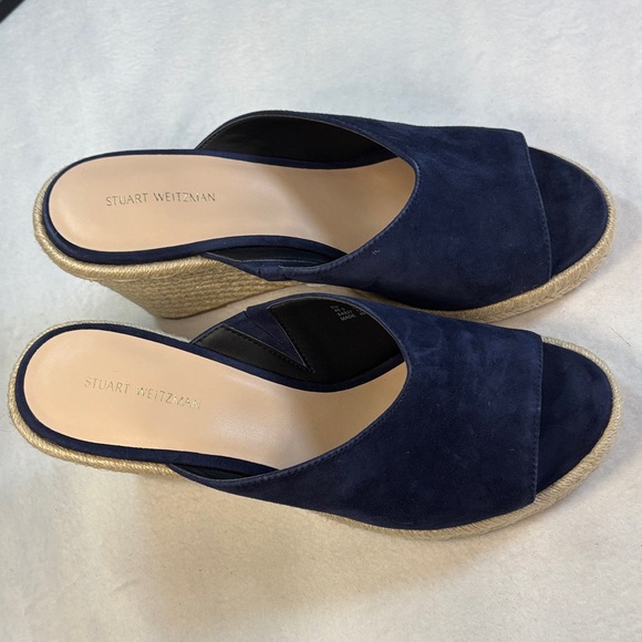 Stuart Weitzman Dark Blue Wedge Mules - Picture 4 of 9